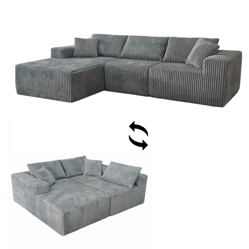 Three Pieces Modular L-Shaped Compression Sofa